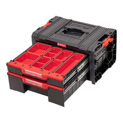 Qbrick System PRO Drawer 2 Toolbox 2.0 Expert stapelbar 450 x 310 x 244 mm 4,5 l 9,5 l IP54 mit zwei Schubläden 10 Inlays und 6 Trennwänden