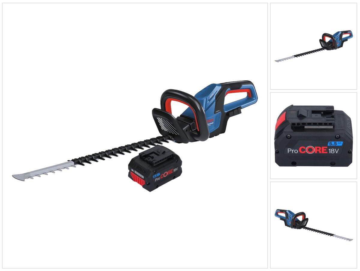 Bosch GHE 18V-60 Professional Akku Heckenschere 18 V 60 cm Brushless + 1x ProCORE Akku 5,5 Ah - ohne Ladegerät