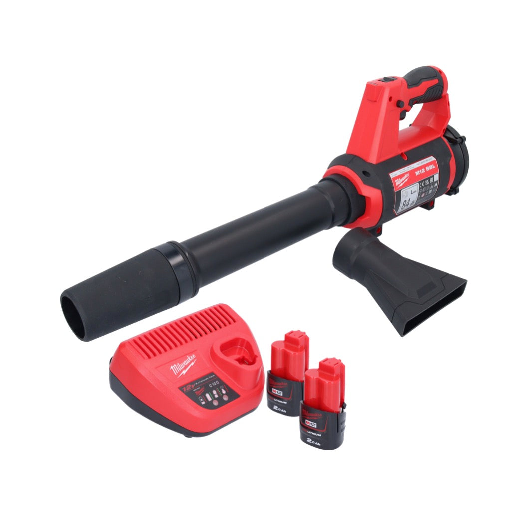 Milwaukee M12 BBL-202 Akku Gebläse 12 V + 2x Akku 2,0 Ah + Ladegerät