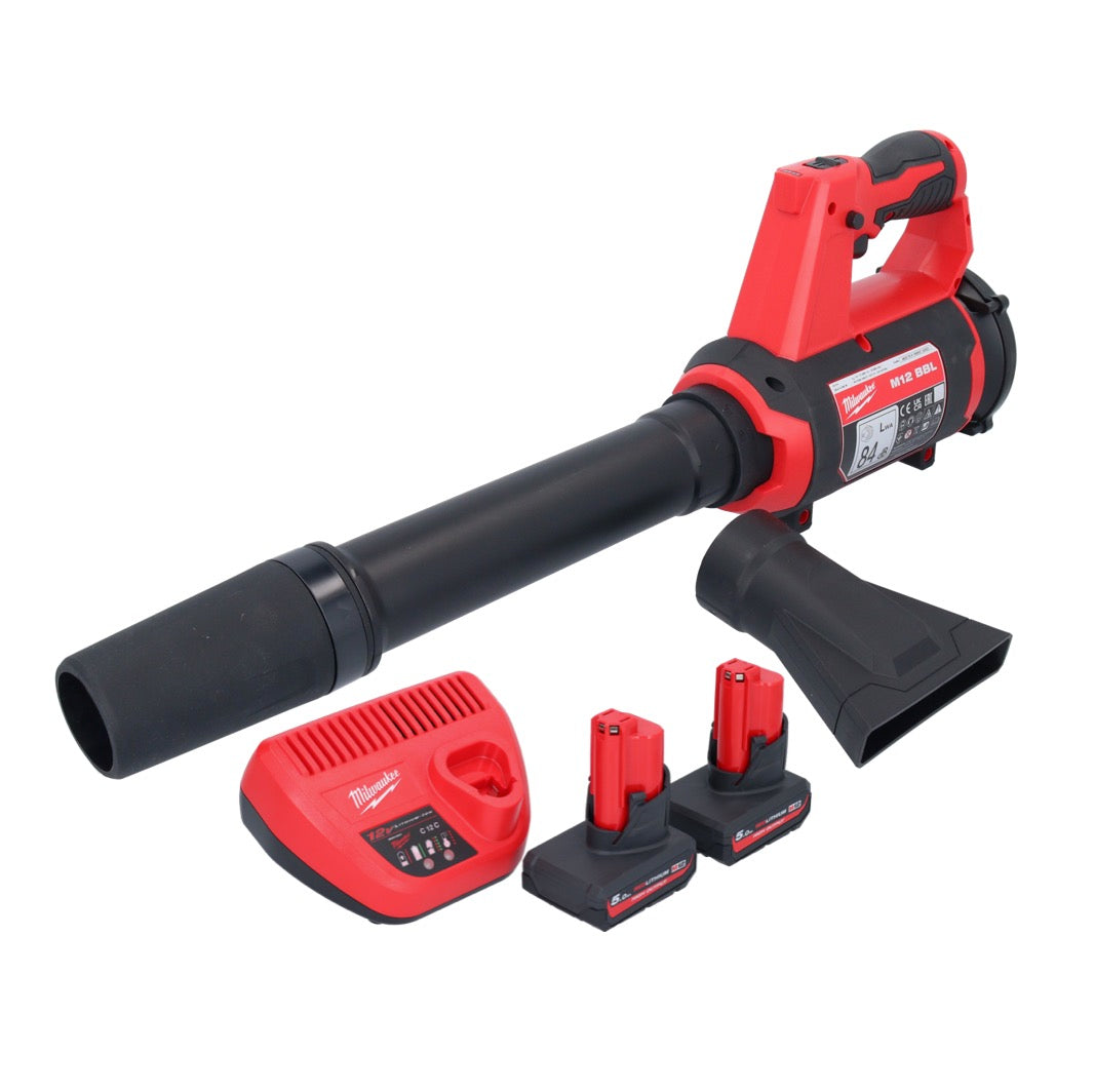 Milwaukee M12 BBL-502 Akku Gebläse 12 V + 2x Akku 5,0 Ah + Ladegerät