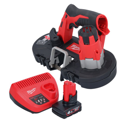 Scie à ruban à batterie Milwaukee M12 BS-401 12 V 41 x 41 mm + 1x batterie 4,0 Ah + chargeur