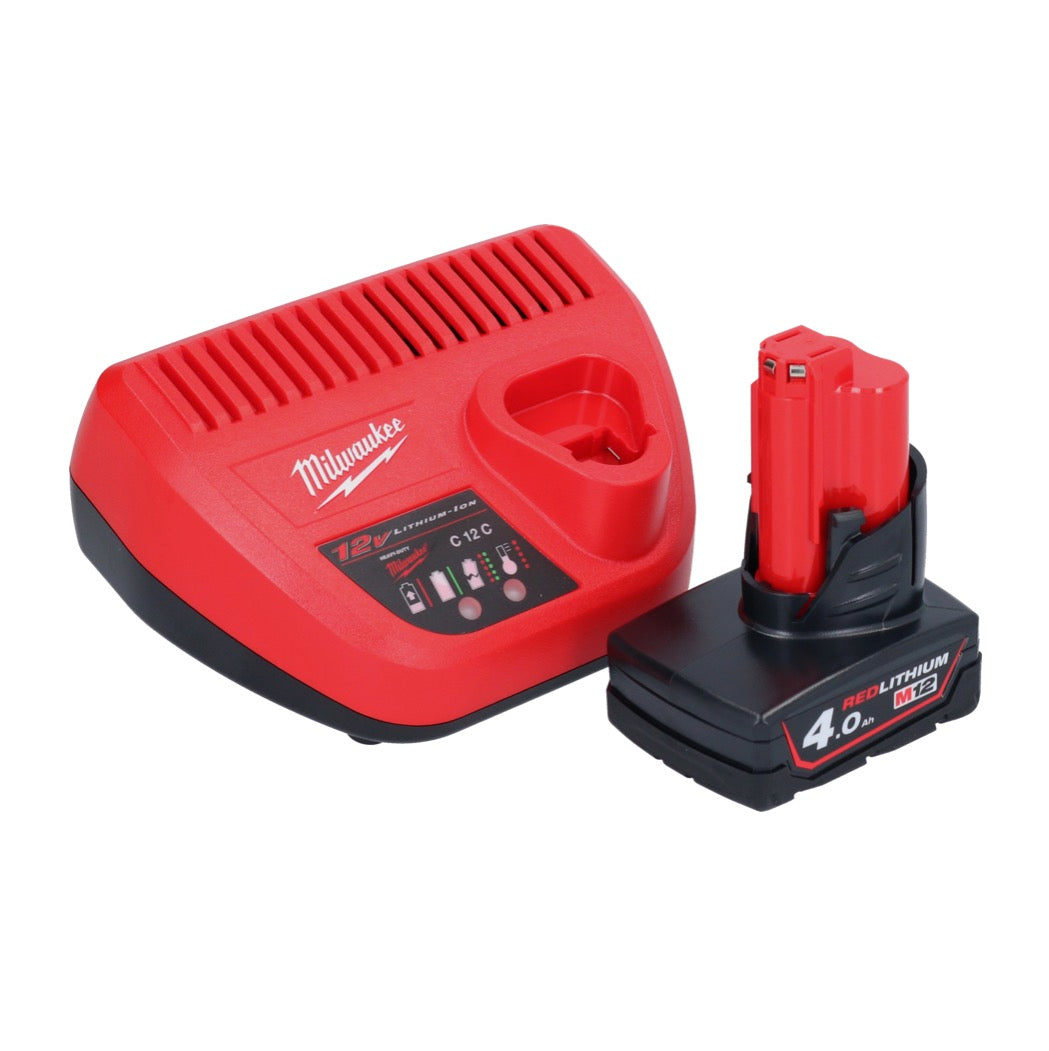 Scie à ruban à batterie Milwaukee M12 BS-401 12 V 41 x 41 mm + 1x batterie 4,0 Ah + chargeur