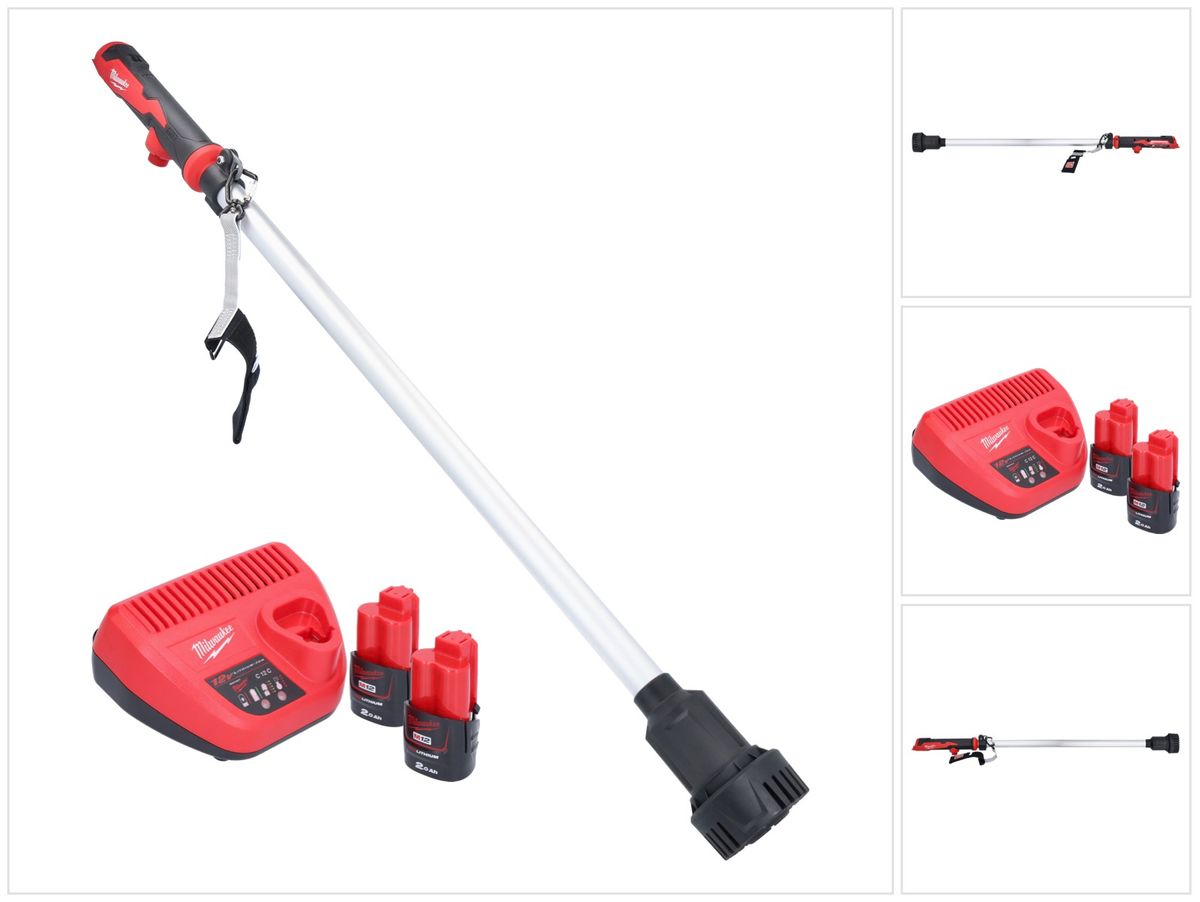 Pompe de transfert de batterie Milwaukee M12 BSWP-202 12 V 34 l/min + 2x batteries 2,0 Ah + chargeur