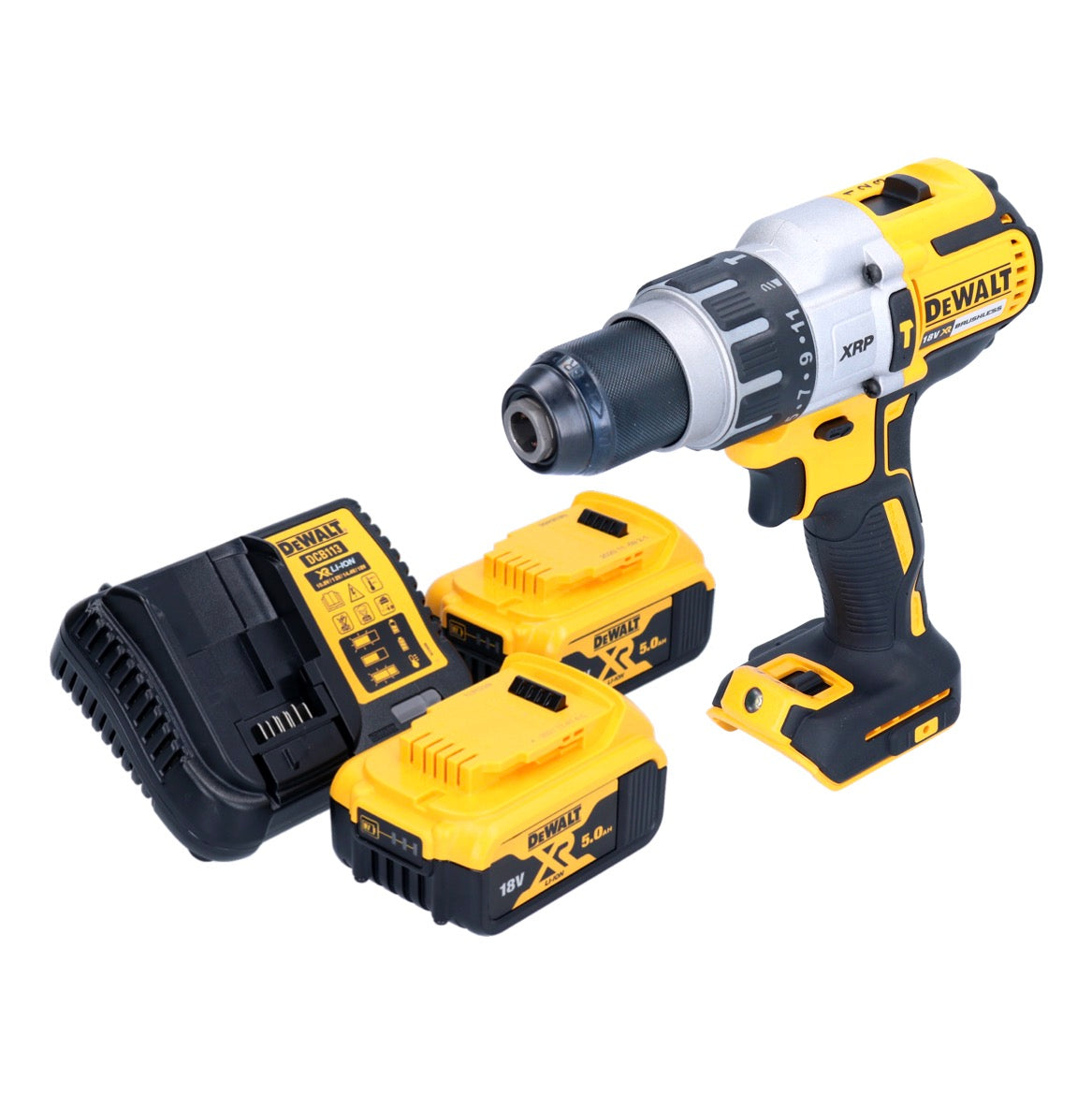 Perceuse à percussion sans fil DeWalt DCD 996 P2 18 V 95 Nm sans balais + 2 batteries 5,0 Ah + chargeur