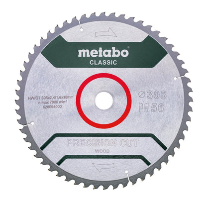 Metabo Precision Cut Wood - Lame de scie circulaire classique 305 x 30 mm Z56 (628064000) WZ 5° Neg