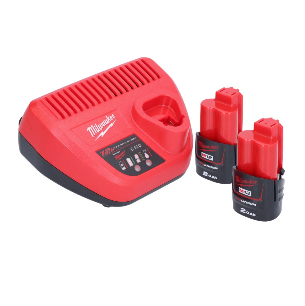 Coupe-tubes en acier inoxydable à batterie Milwaukee M12 PCSS-202 12 V 12 - 28 mm + 2x batteries 2,0 Ah + chargeur