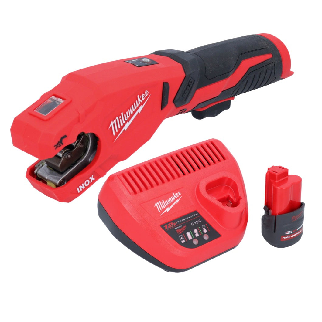 Coupe-tube en acier inoxydable sur batterie Milwaukee M12 PCSS-251 12 V 12 - 28 mm + 1x batterie 2,5 Ah + chargeur