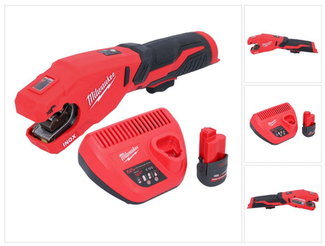 Milwaukee M12 PCSS-251 Akku Edelstahl Rohrabschneider 12 V 12 - 28 mm + 1x Akku 2,5 Ah + Ladegerät