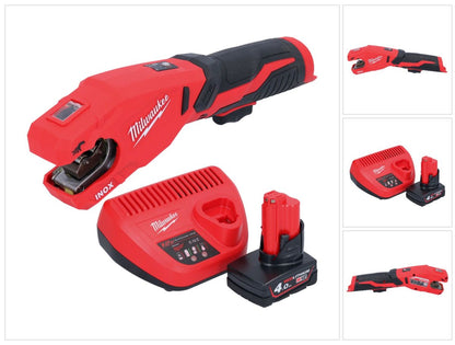 Milwaukee M12 PCSS-401 Akku Edelstahl Rohrabschneider 12 V 12 - 28 mm + 1x Akku 4,0 Ah + Ladegerät