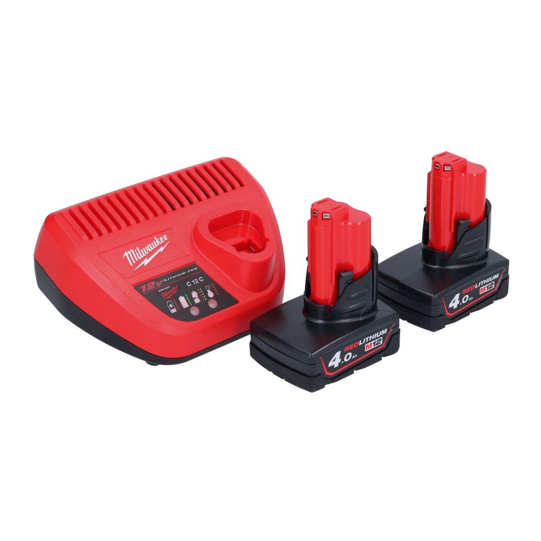 Milwaukee M12 PCSS-402 Akku Edelstahl Rohrabschneider 12 V 12 - 28 mm + 2x Akku 4,0 Ah + Ladegerät