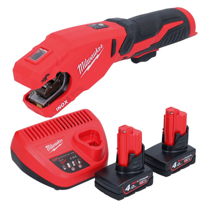 Milwaukee M12 PCSS-402 Akku Edelstahl Rohrabschneider 12 V 12 - 28 mm + 2x Akku 4,0 Ah + Ladegerät