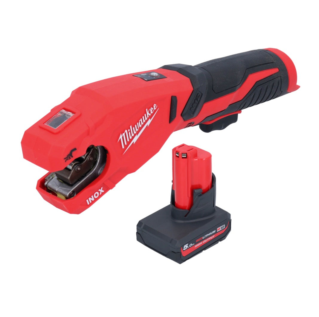 Milwaukee M12 PCSS-501 Akku Edelstahl Rohrabschneider 12 V 12 - 28 mm + 1x Akku 5,0 Ah - ohne Ladegerät