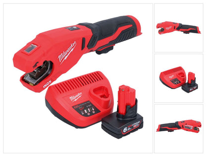 Coupe-tubes en acier inoxydable sur batterie Milwaukee M12 PCSS-601 12 V 12 - 28 mm + 1x batterie 6,0 Ah + chargeur