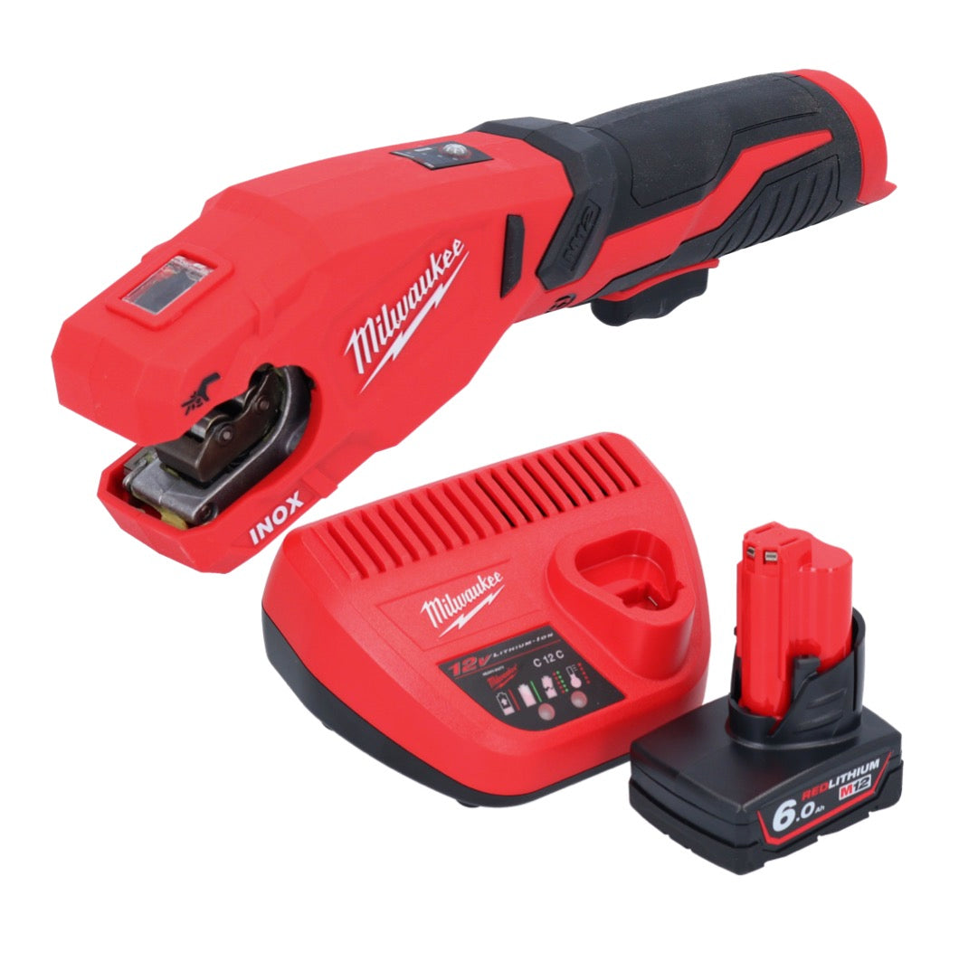 Milwaukee M12 PCSS-601 Akku Edelstahl Rohrabschneider 12 V 12 - 28 mm + 1x Akku 6,0 Ah + Ladegerät