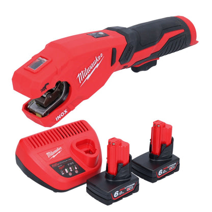 Milwaukee M12 PCSS-602 Akku Edelstahl Rohrabschneider 12 V 12 - 28 mm + 2x Akku 6,0 Ah + Ladegerät