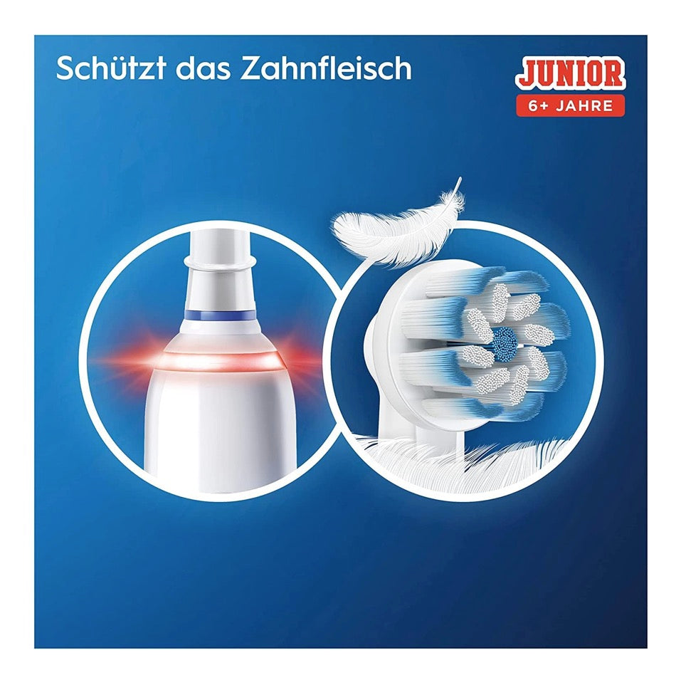 Oral-B Junior Minnie Mouse Elektrische Zahnbürste Electric Toothbrush für Kinder ab 6 Jahren 360° Andruckkontrolle 2 Putzmodi inkl., Timer, weiß + 2 Aufsteckbürsten