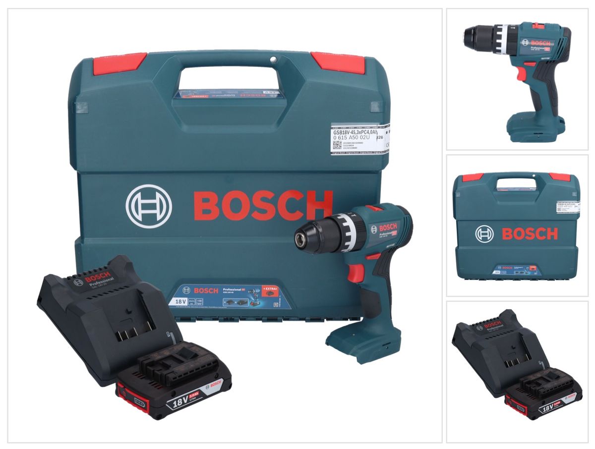 Bosch GSB 18V-45 Professional perceuse à percussion sans fil 18 V 45 Nm sans balais + 1 batterie 2,0 Ah + chargeur + mallette en L