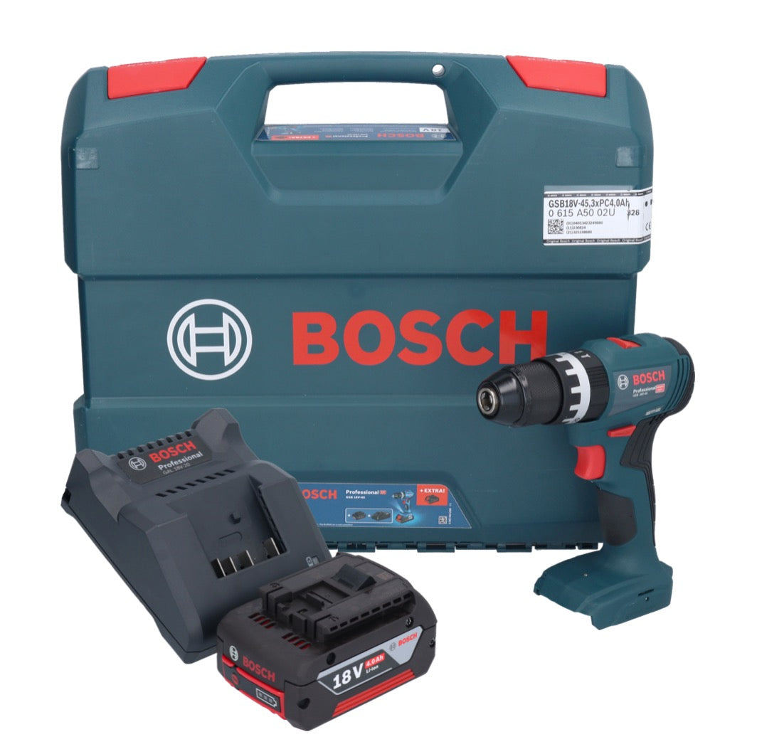 Bosch GSB 18V-45 Professional Akku Schlagbohrschrauber 18 V 45 Nm Brushless + 1x Akku 4,0 Ah + Ladegerät + L-Case