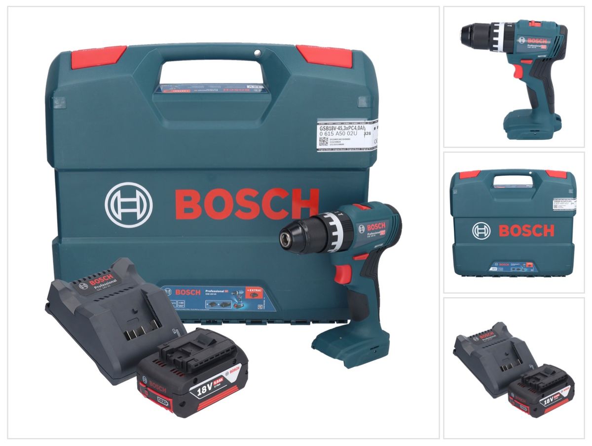 Bosch GSB 18V-45 Professional perceuse à percussion sans fil 18 V 45 Nm sans balais + 1x batterie 5,0 Ah + chargeur + mallette en L