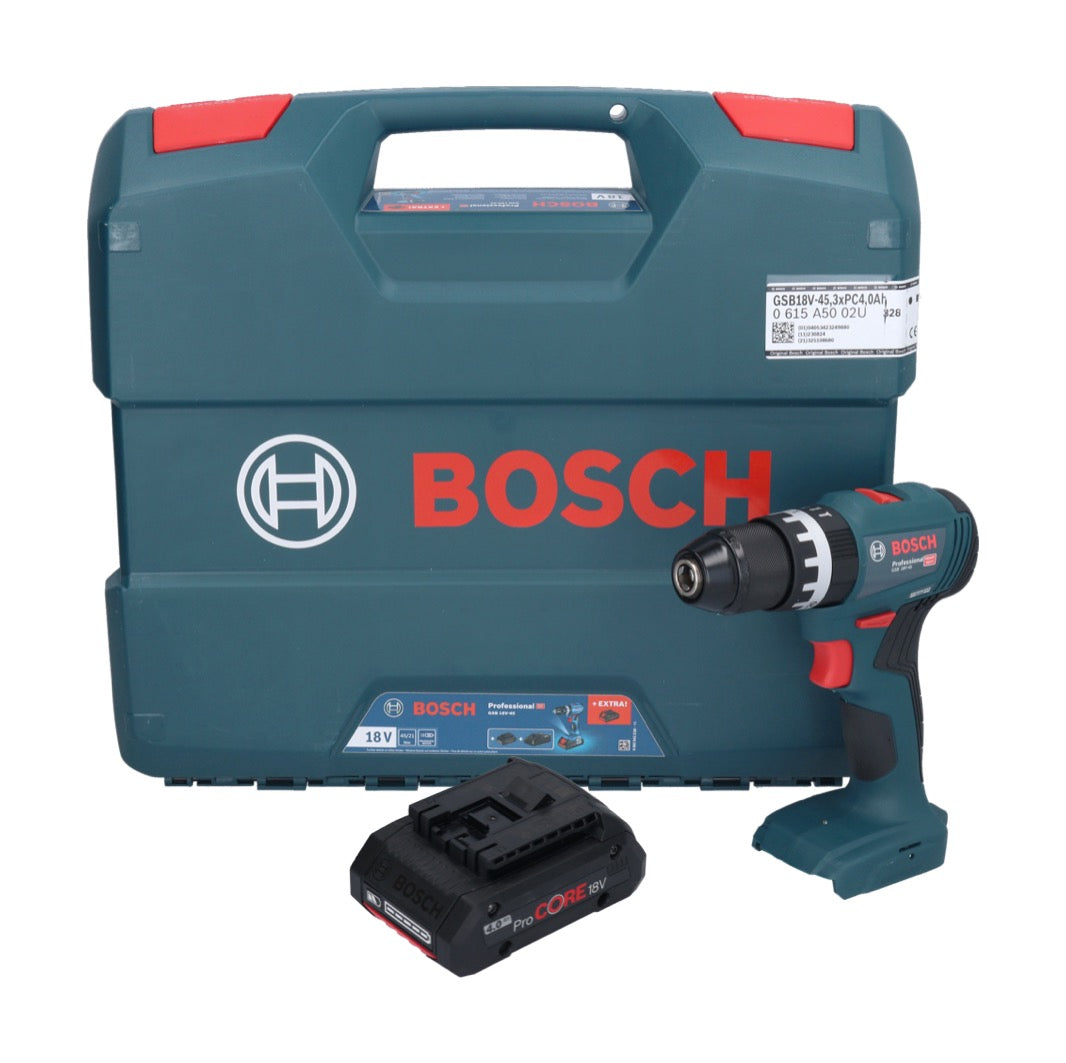 Bosch GSB 18V-45 Professional Akku Schlagbohrschrauber 18 V 45 Nm Brushless + 1x ProCORE Akku 4,0 Ah + L-Case - ohne Ladegerät