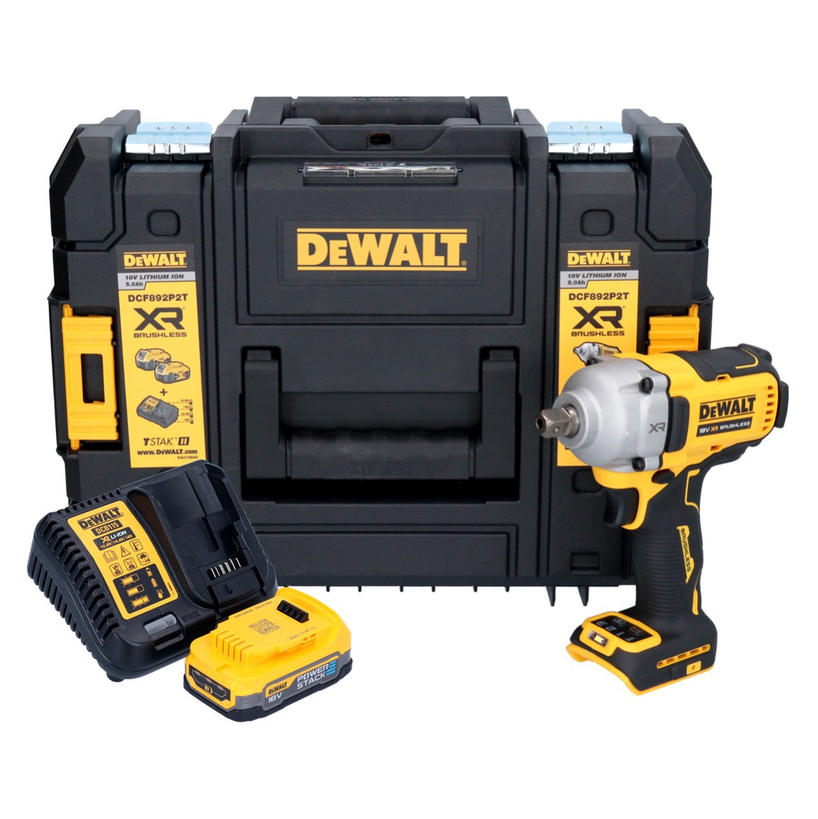 DeWalt DCF 892 E1T Akku Schlagschrauber 18 V 813 Nm 1/2" Brushless + 1x Akku 1,7 Ah + Ladegerät + TSTAK