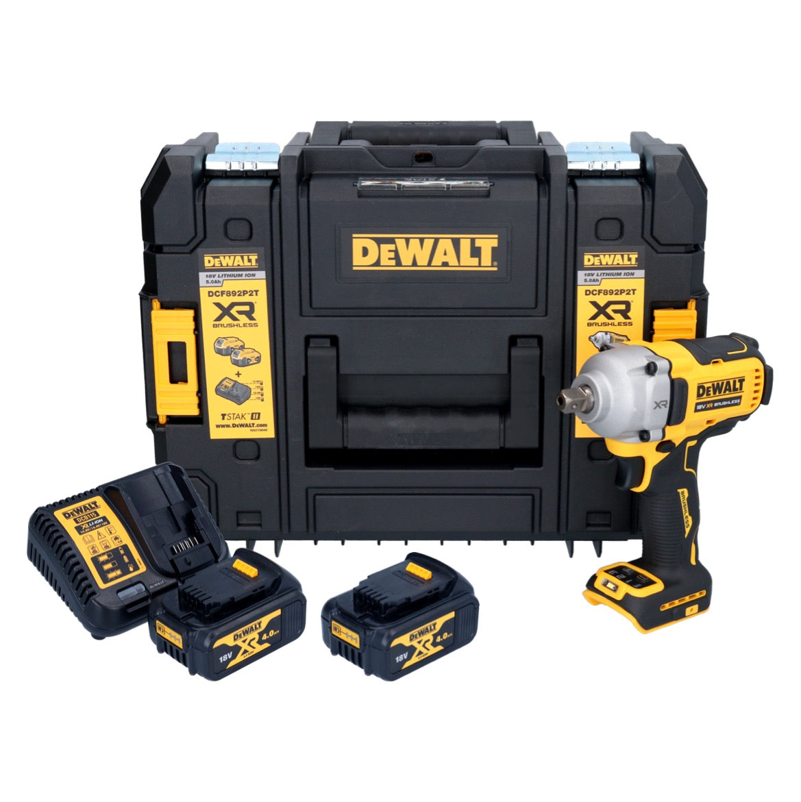 DeWalt DCF 892 M2T Akku Schlagschrauber 18 V 813 Nm 1/2" Brushless + 2x Akku 4,0 Ah + Ladegerät + TSTAK