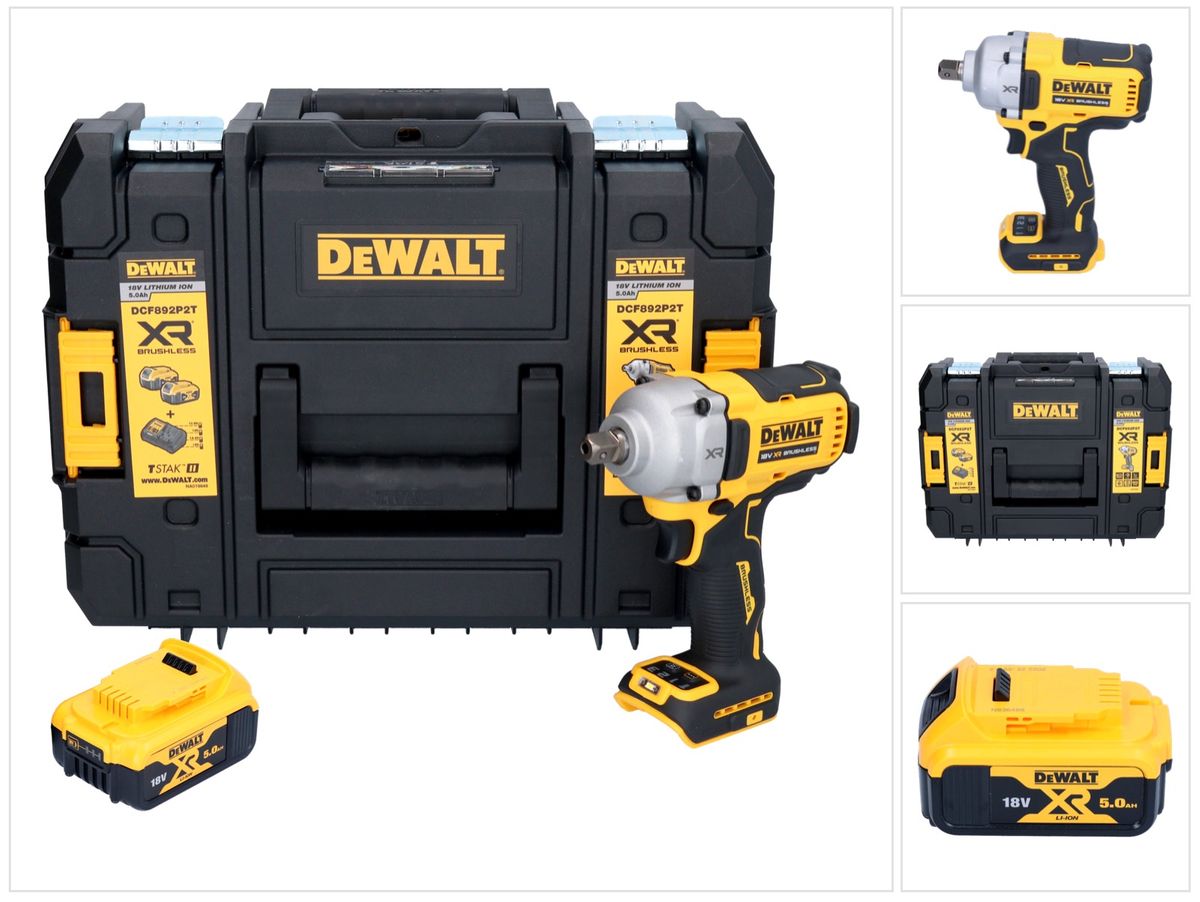 DeWalt DCF 892 NT Akku Schlagschrauber 18 V 813 Nm 1/2" Brushless + 1x Akku 5,0 Ah + TSTAK - ohne Ladegerät