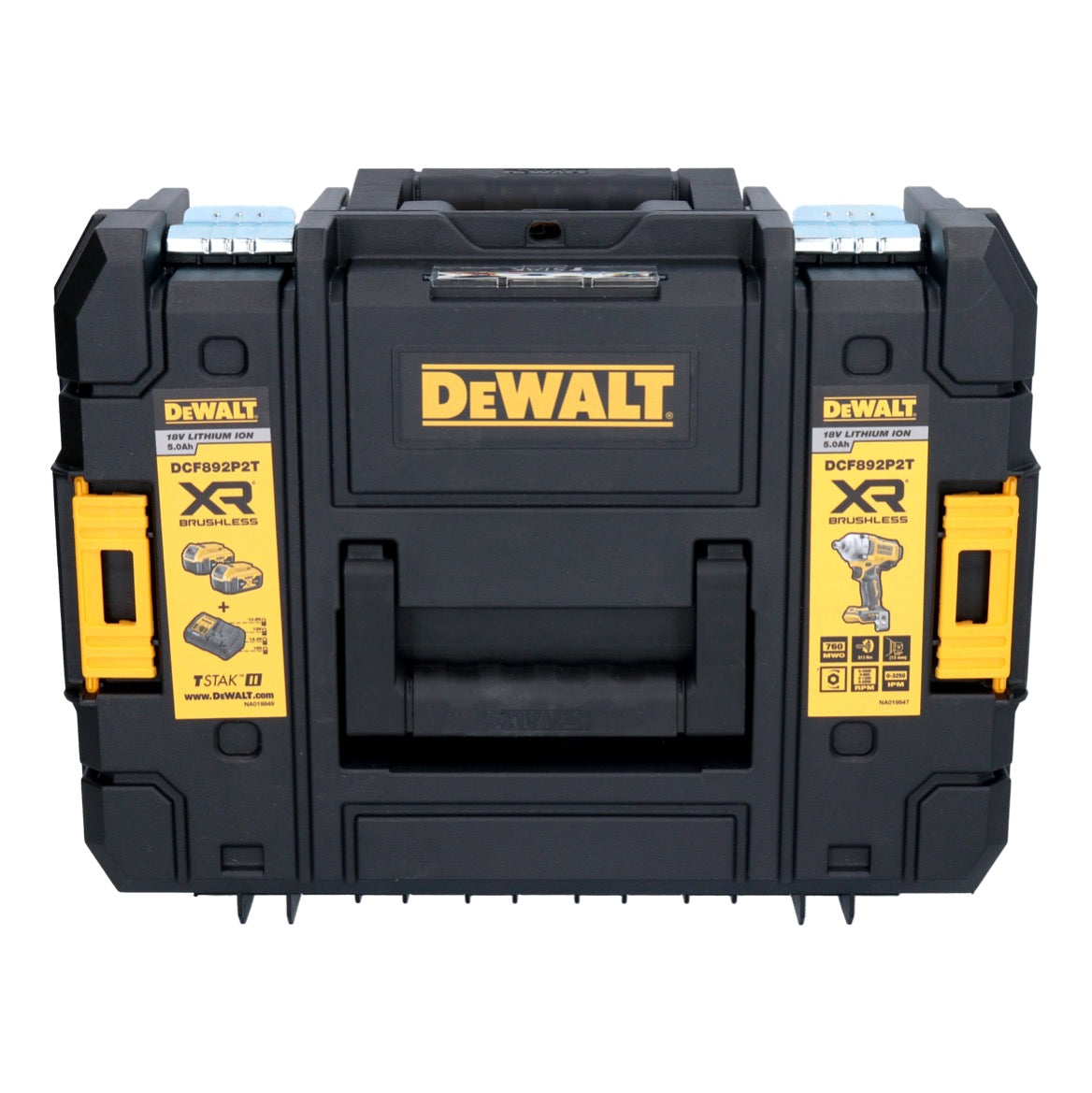 Clé à chocs sans fil DeWalt DCF 892 H2T 18 V 813 Nm 1/2" sans balais + 2x batterie Powerstack 5,0 Ah + chargeur + TSTAK