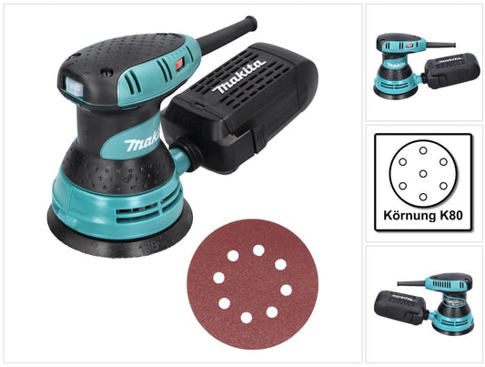 Makita BO 5031 Exzenterschleifer 300 Watt 125 mm + 50x Schleifpapier K80