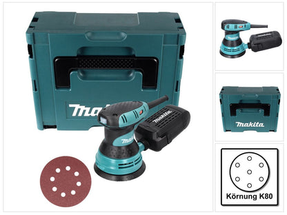 Makita BO 5031 Exzenterschleifer 300 Watt 125 mm + 50x Schleifpapier K80 + Makpac