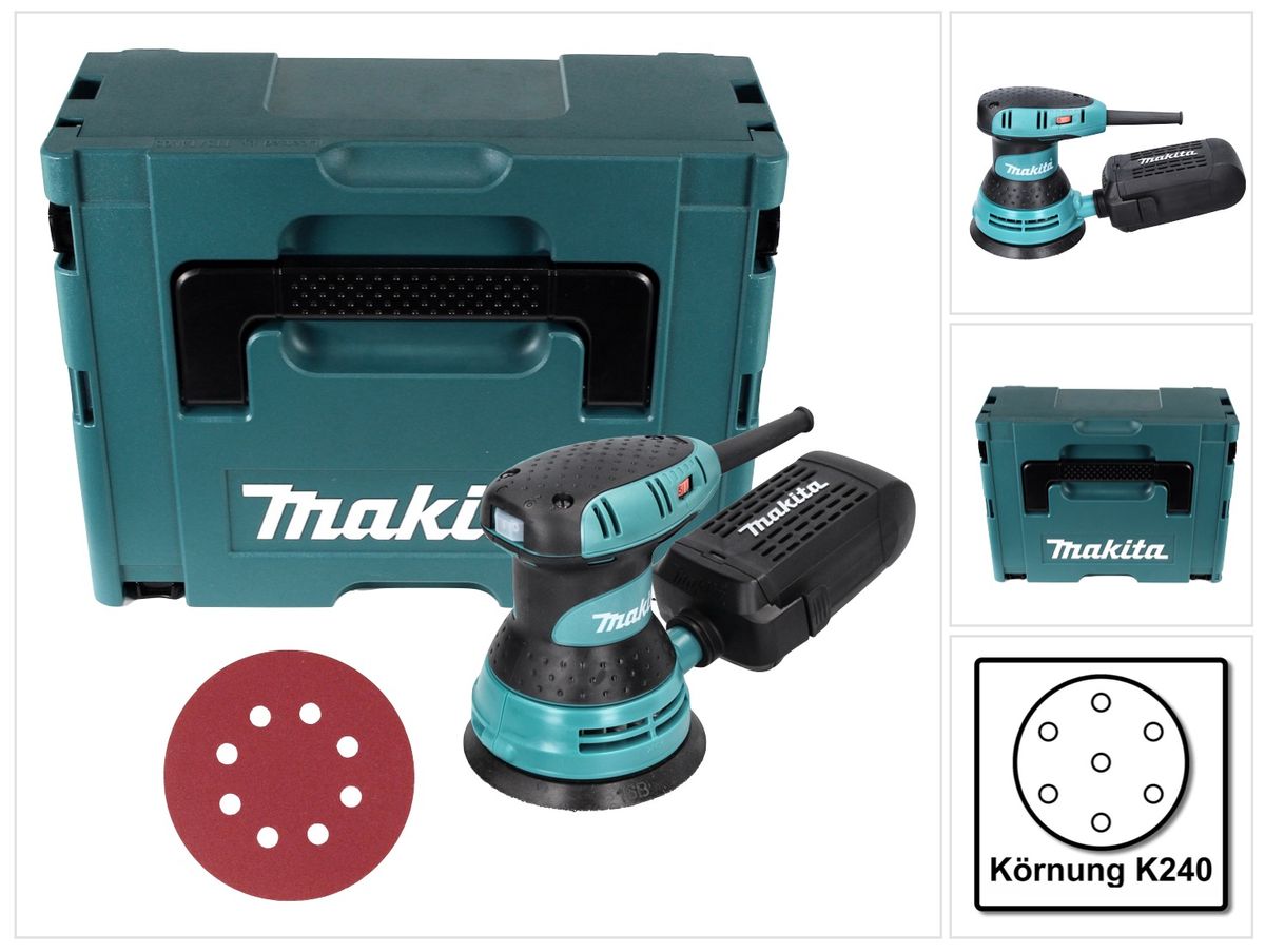 Ponceuse excentrique Makita BO 5031 300 watts 125 mm + 50x papier de verre K240 + Makpac