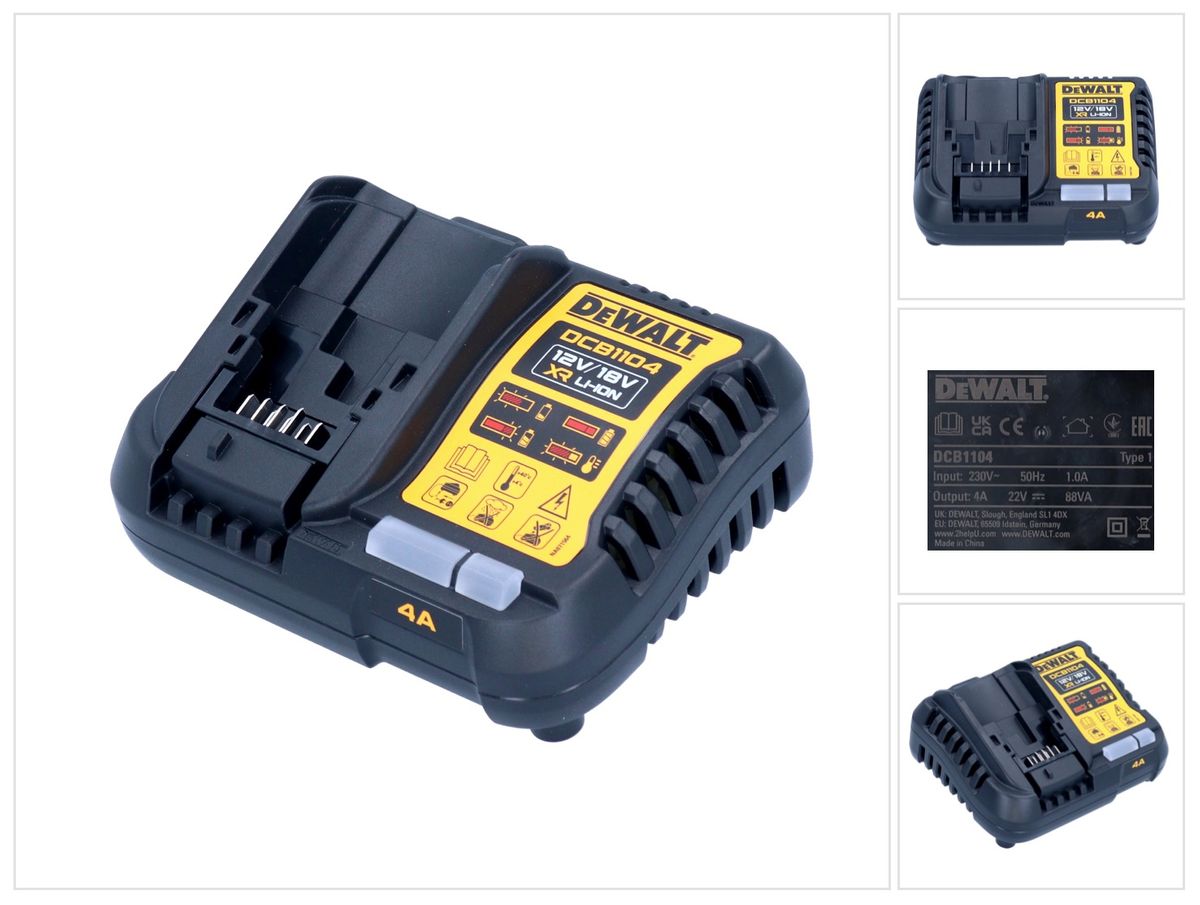 Chargeur rapide DeWalt DCB 1104 10,8 - 18 V 4,0 A pour batteries XR Li-Ion