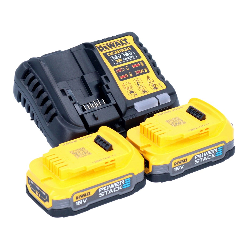 DeWalt DCB 1104 E2 Akku Starter Set 12 V / 18 V 2x Powerstack Akku 1,7 Ah + DCB 1104 Ladegerät