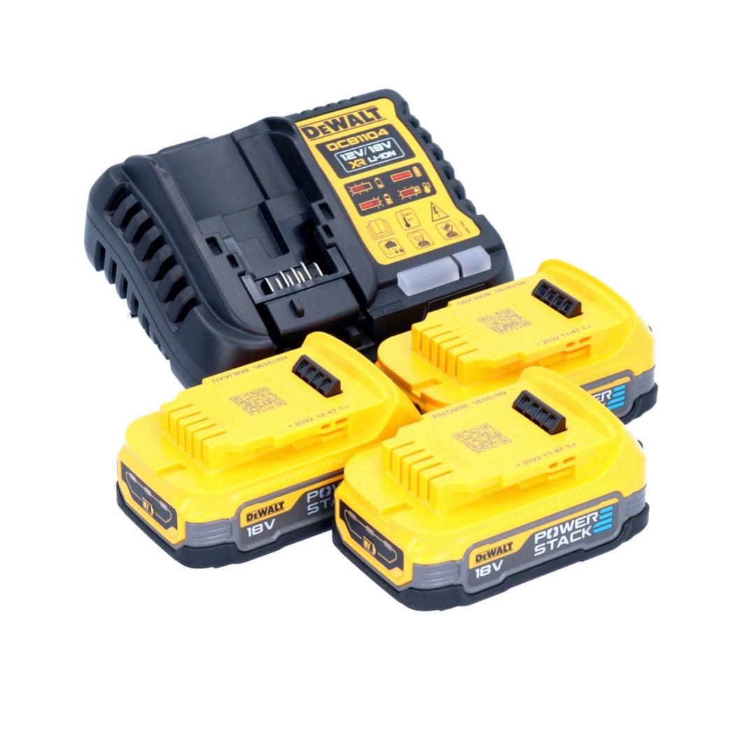 Kit de démarrage de batterie DeWalt DCB 1104 E3 12 V / 18 V 3x batterie Powerstack 1,7 Ah + chargeur DCB 1104