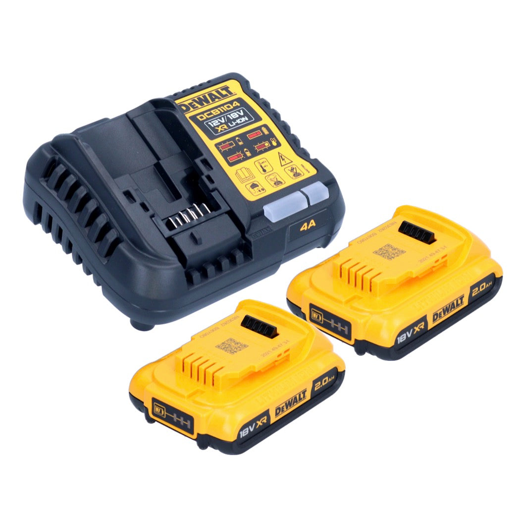 DeWalt DCB 1104 D2 Akku Starter Set 12 V / 18 V 2x Akku 2,0 Ah + DCB 1104 Ladegerät