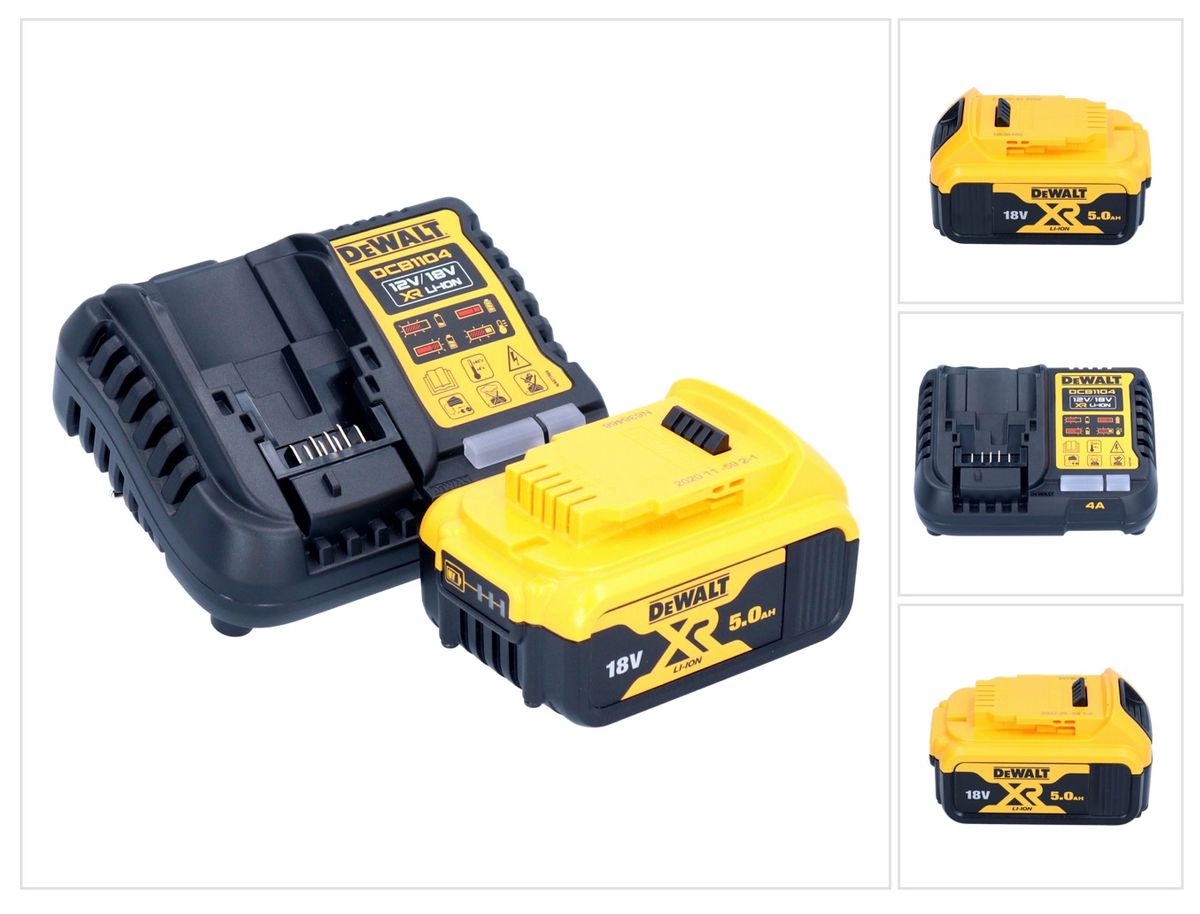 Kit de démarrage de batterie DeWalt DCB 1104 P1 12 V / 18 V 1x batterie 5,0 Ah + chargeur DCB 1104