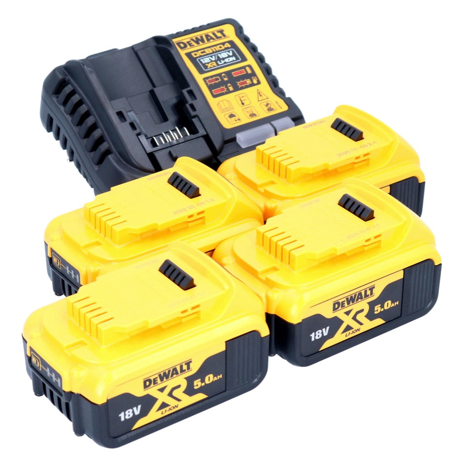 DeWalt DCB 1104 P4 kit de démarrage de batterie 12 V / 18 V 4x batteries 5,0 Ah + chargeur DCB 1104