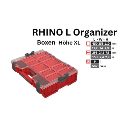Toolbrothers RHINO L Organizer ULTRA Höhe XL Boxen stapelbar 452 x 358 x 110 mm 9 l IP54 mit 8 Inlays