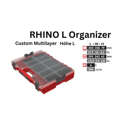Toolbrothers RHINO L Organizer ULTRA Höhe L Custom Multilayer 452 x 358 x 79 mm 6 l stapelbar IP54