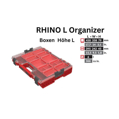 Toolbrothers RHINO L Organizer ULTRA Höhe L Boxen 452 x 358 x 79 mm 6 l stapelbar IP54 mit 8 Inlays