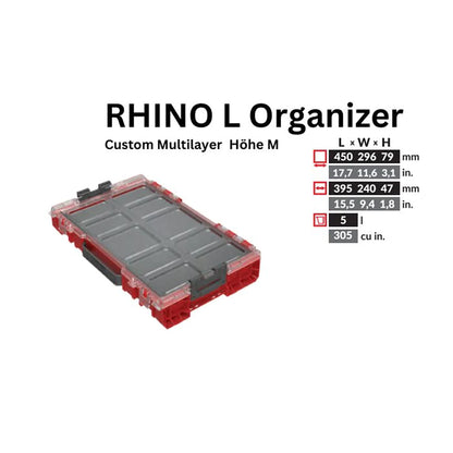 Toolbrothers RHINO L Organizer ULTRA Höhe M Custom Multilayer 452 x 296 x 79 mm 5 l stapelbar IP54