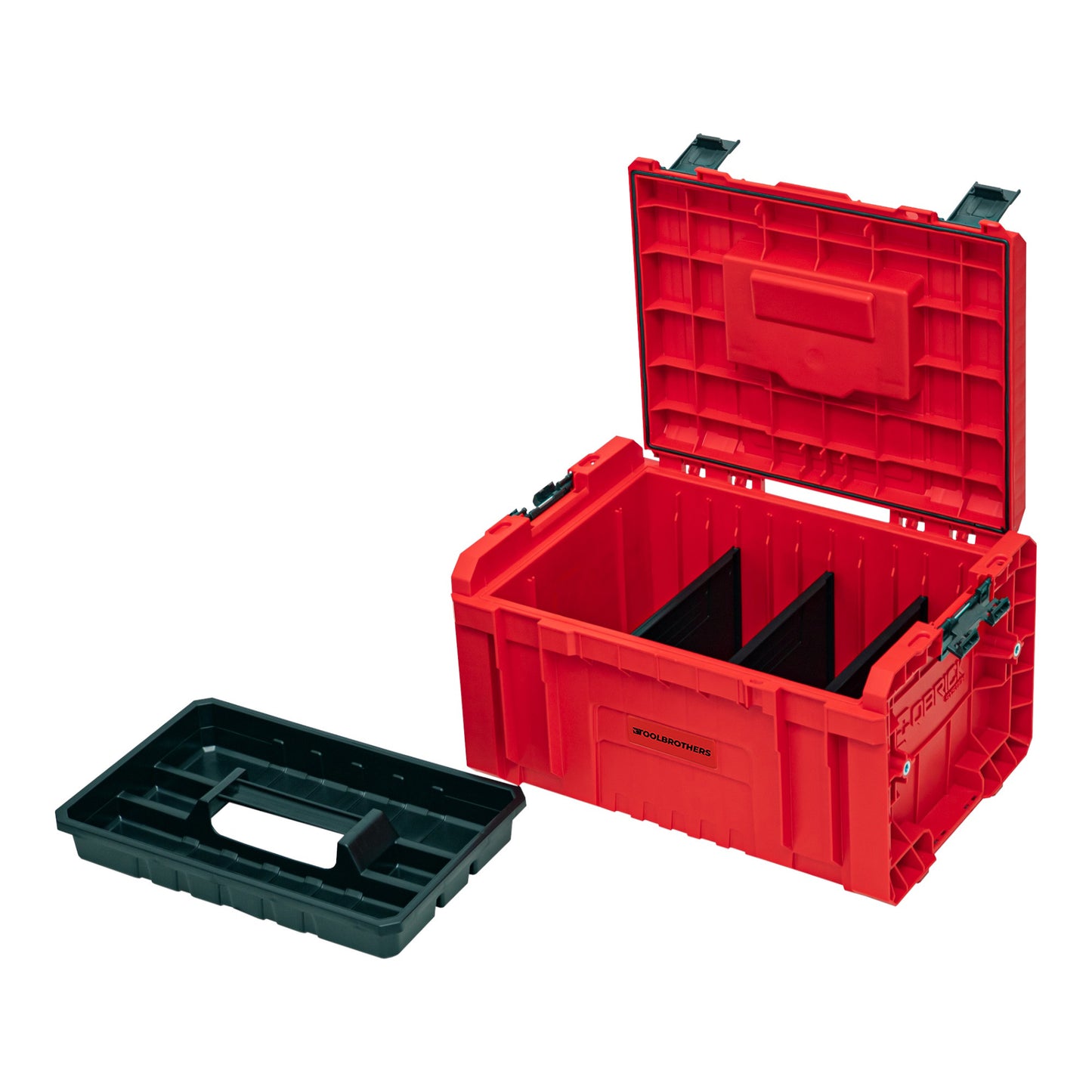 Toolbrothers RHINO L Werkzeugkoffer Organize+ ULTRA Custom 450 x 260 x 240 mm 19 l stapelbar IP54 mit 3 Fächern und Ablage