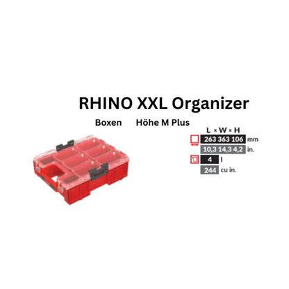 Toolbrothers RHINO XXL Organizer ULTRA Höhe M Plus Boxen 364 x 264 x 106 mm 4 l stapelbar IP66