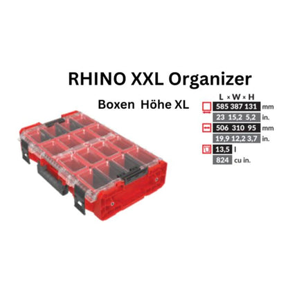 Toolbrothers RHINO XXL Organizer ULTRA Höhe XL Boxen Custom 582 x 387 x 131 mm 13,5 l IP66 mit 8 Inlays und 6 Trennwände