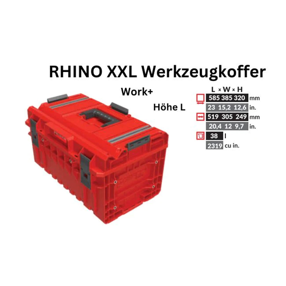 Toolbrothers RHINO XXL Werkzeugkoffer ULTRA Work+ Höhe L Custom modularer Organizer 585 x 385 x 320 mm 38 l stapelbar IP66