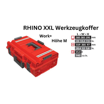 Toolbrothers RHINO XXL Werkzeugkoffer ULTRA Work+ Höhe M Custom modularer Organizer 585 x 385 x 190 mm 15,4 l stapelbar IP66