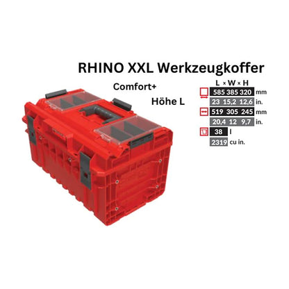 Toolbrothers RHINO XXL Werkzeugkoffer ULTRA Comfort+ Höhe L Custom modularer Organizer 585 x 385 x 320 mm 38 l stapelbar IP66