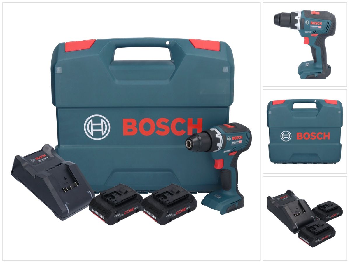 Bosch GSR 18V-55 Professional perceuse-visseuse sans fil 18 V 55 Nm sans balais + 2x batterie ProCORE 4,0 Ah + chargeur + mallette en L