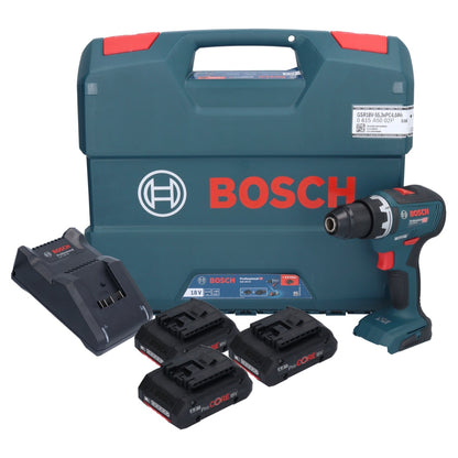 Bosch GSR 18V-55 Professional Akku Bohrschrauber 18 V 55 Nm Brushless ( 0615A5002P ) + 3x ProCORE Akku 4,0 Ah + Ladegerät + L-Case