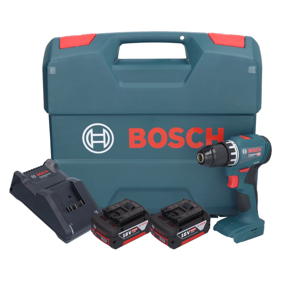 Bosch GSR 18V-45 Professional Akku Bohrschrauber 18 V 45 Nm Brushless + 2x Akku 5,0 Ah + Ladegerät + L-Case